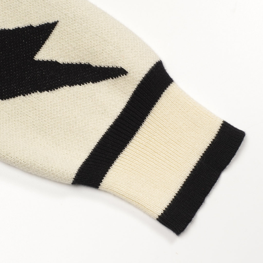 Abrikos Klassisk Retro Lightning Jacquard strikket cardigan til mænd