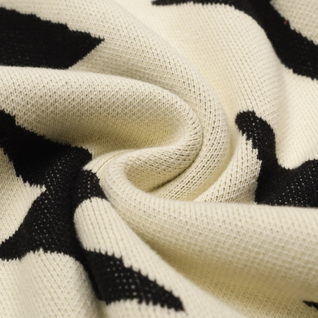 Abrikos Klassisk Retro Lightning Jacquard strikket cardigan til mænd