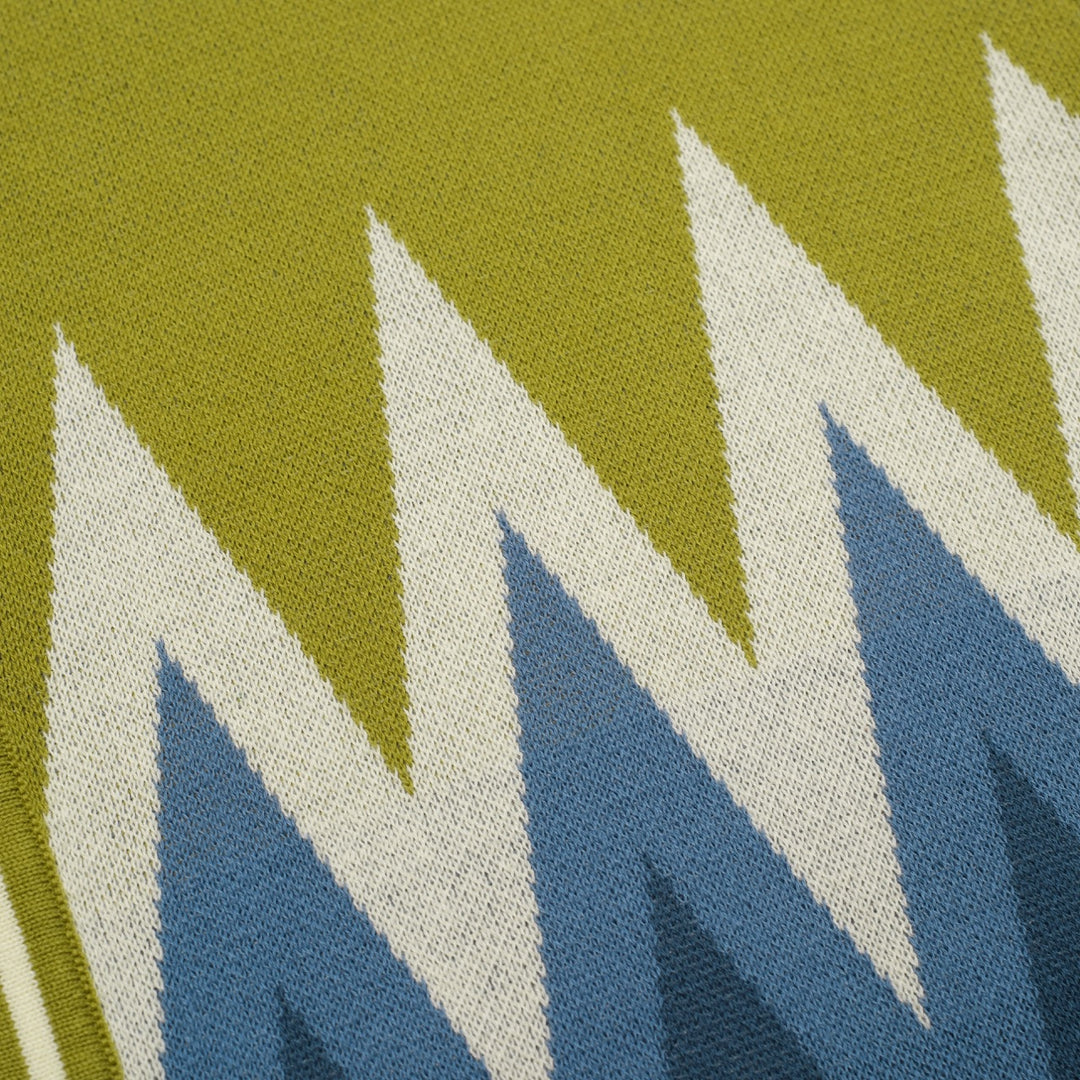 Men's Green Classic Vintage Striped Art Jacquard Knitted Cardigan