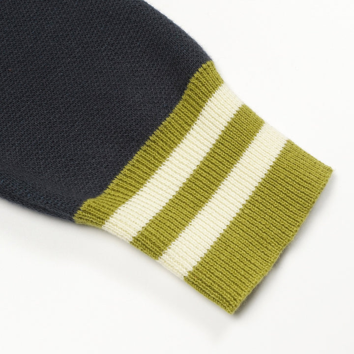 Men's Green Classic Vintage Striped Art Jacquard Knitted Cardigan