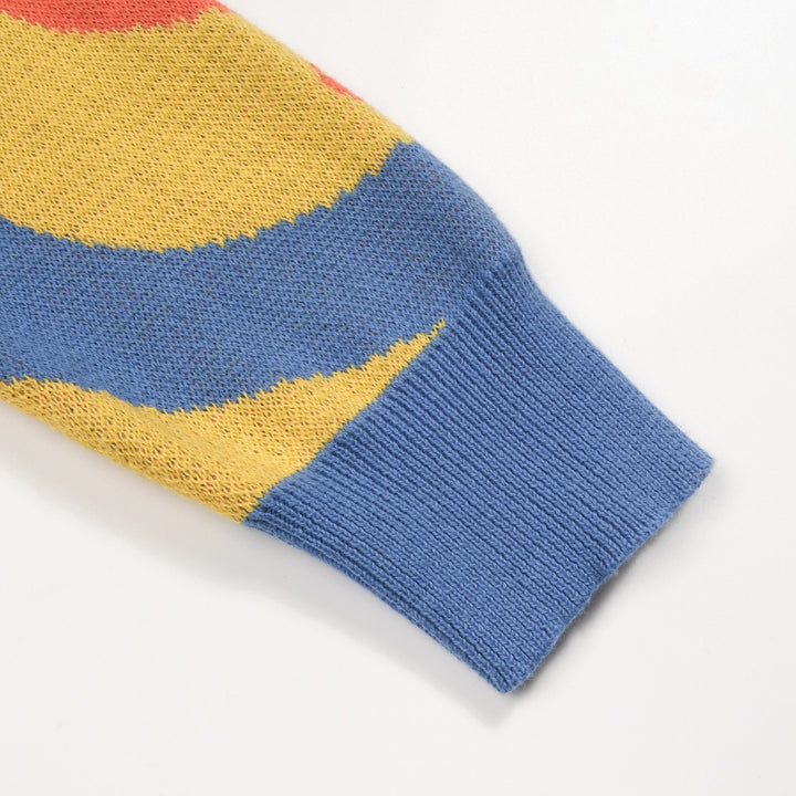 Kvinners gule blomsterkunststriper Jacquardstrikk