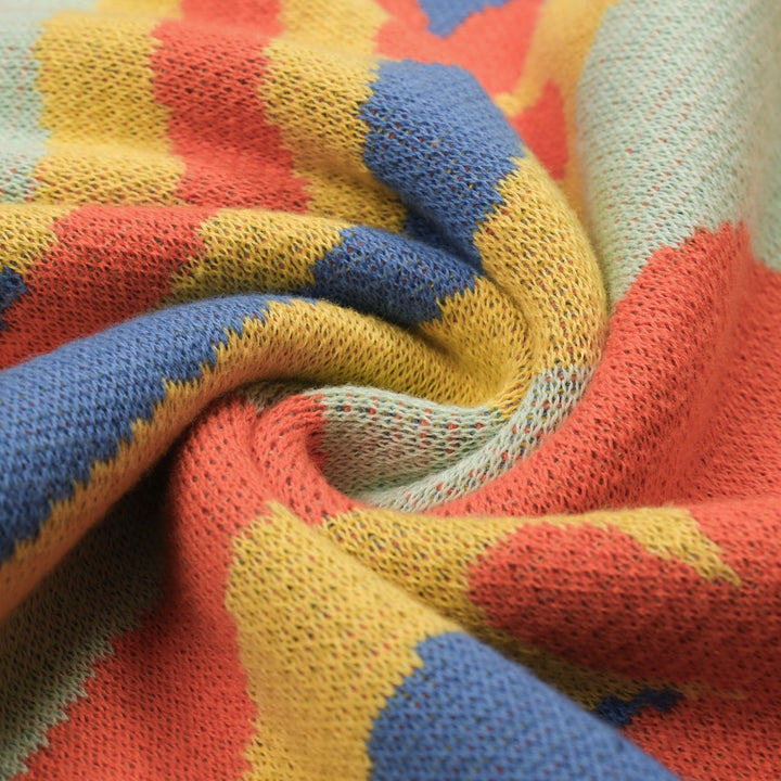 Kvinners gule blomsterkunststriper Jacquardstrikk