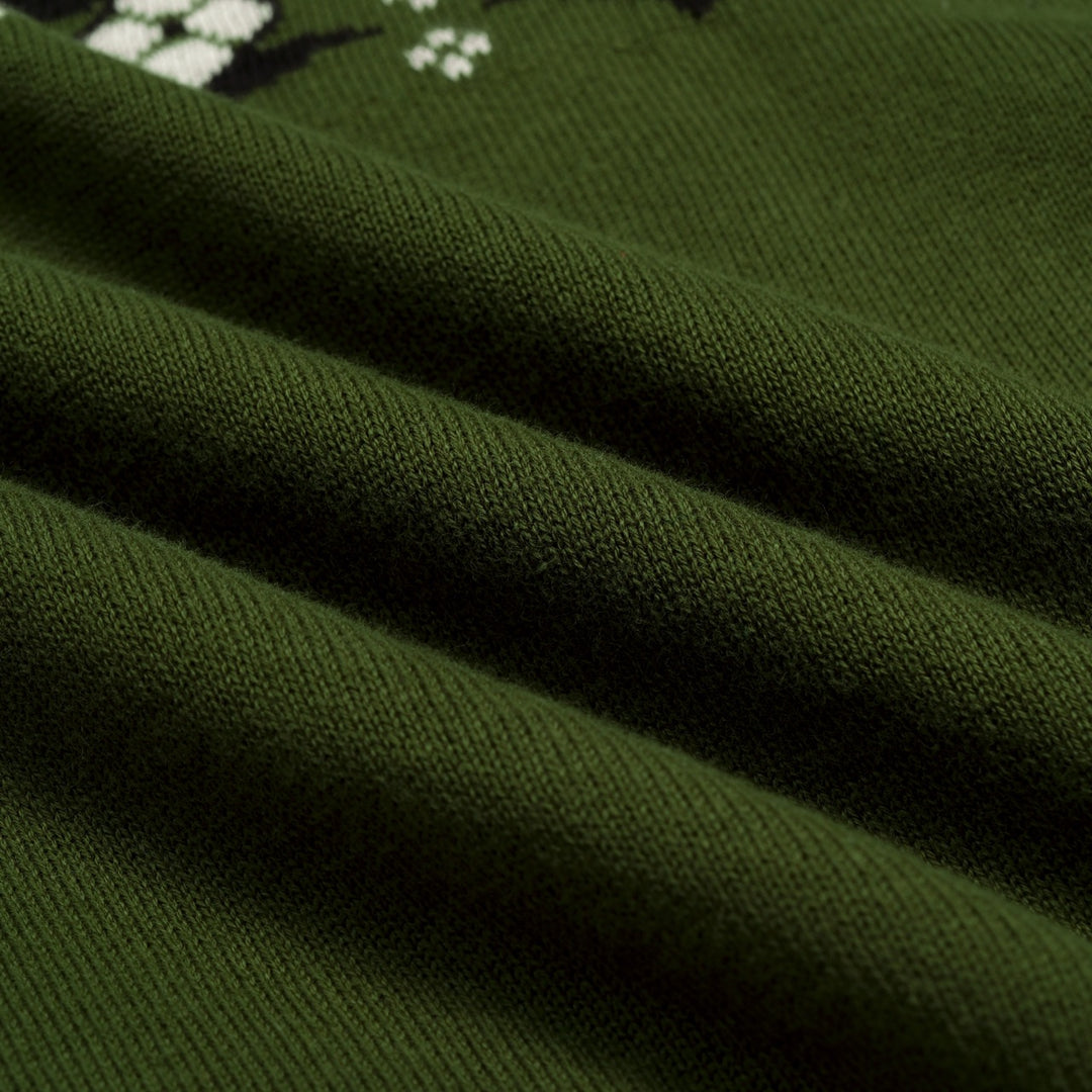 Malhas jacquard femininas com design clássico de flor de gato