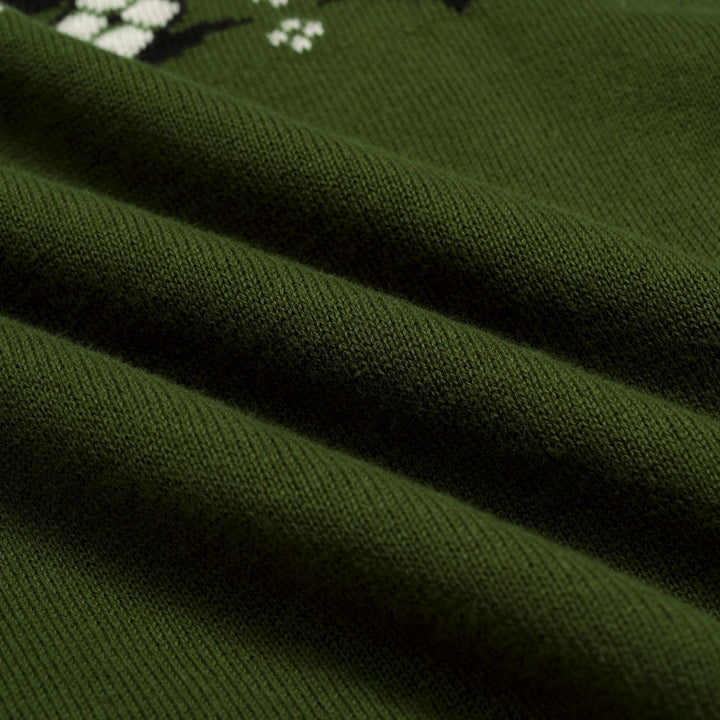 Malhas jacquard femininas com design clássico de flor de gato