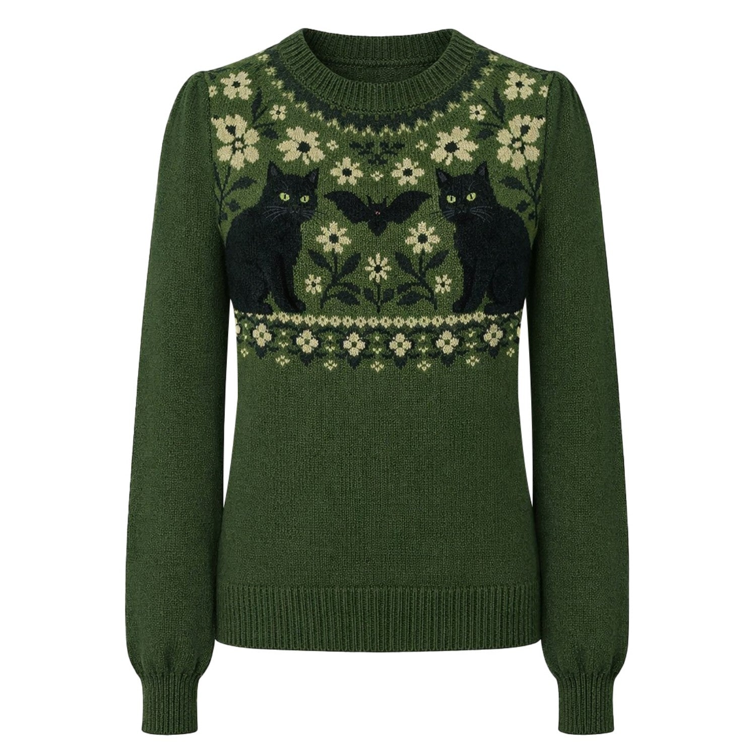 NKNIT cat jacquard キャットニット Black Cat Jacquard Pullover