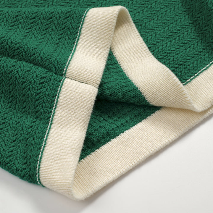 Polo classique tricoté brodé cœur vert pour homme