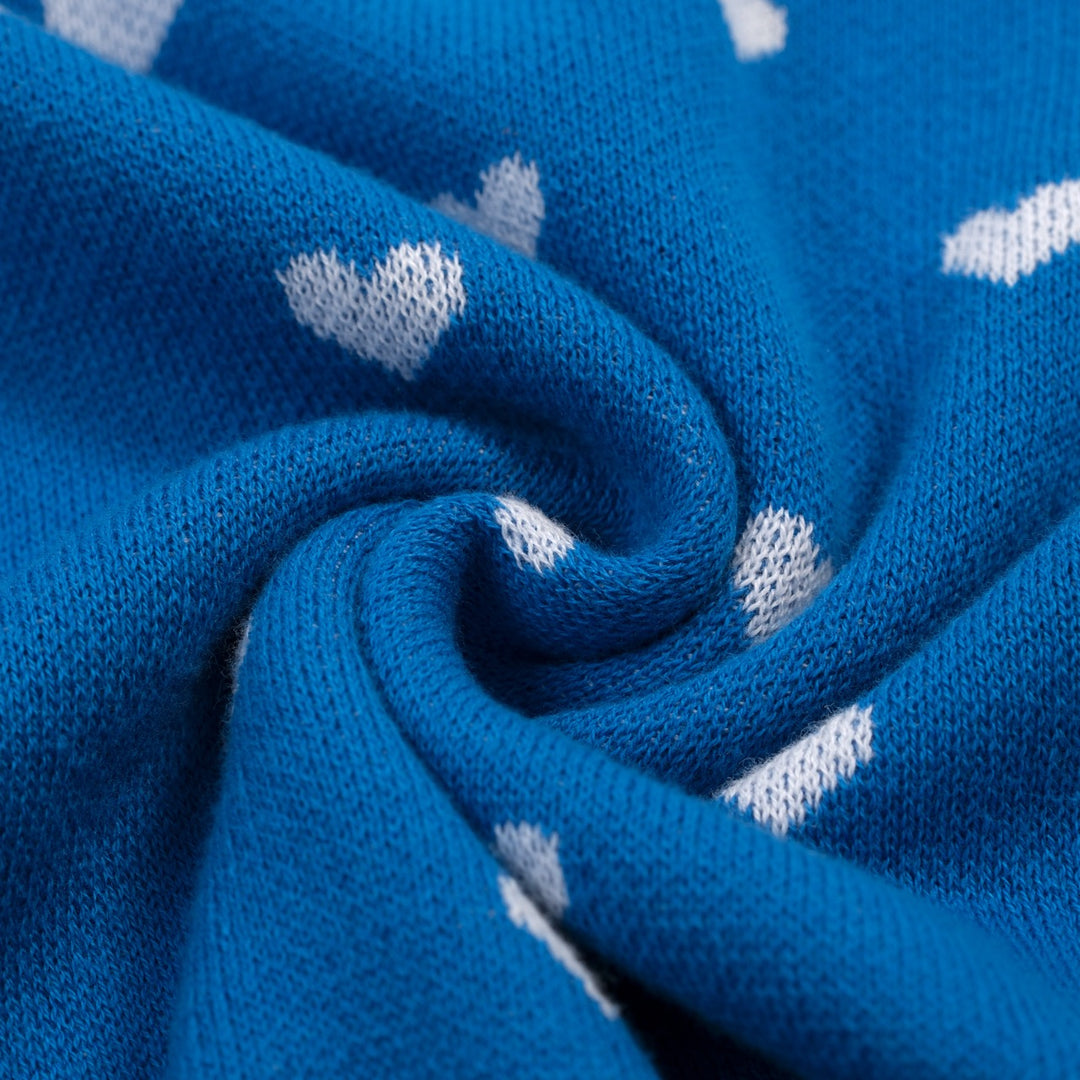 Women's Blue Heart Jacquard Knit T-Shirt