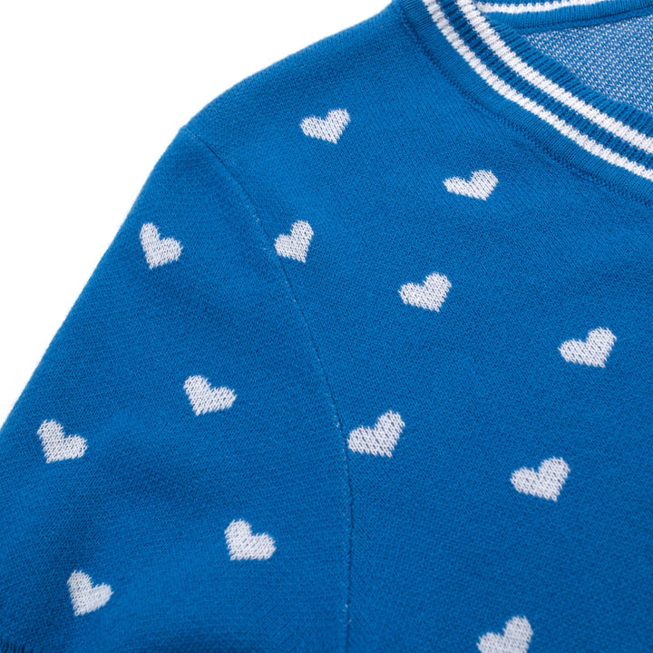 Women's Blue Heart Jacquard Knit T-Shirt
