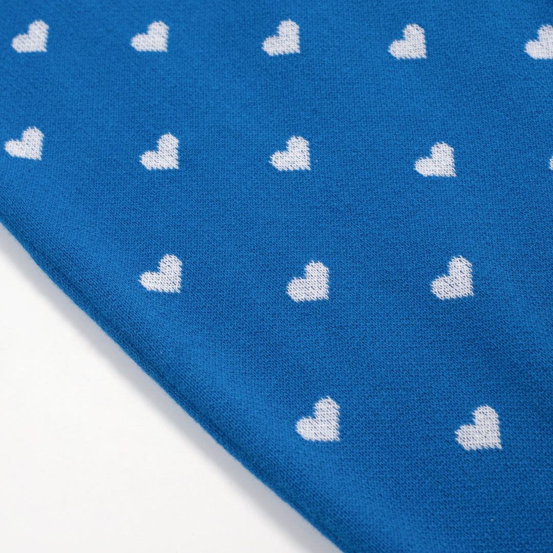 Women's Blue Heart Jacquard Knit T-Shirt