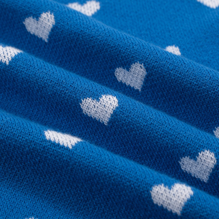Women's Blue Heart Jacquard Knit T-Shirt