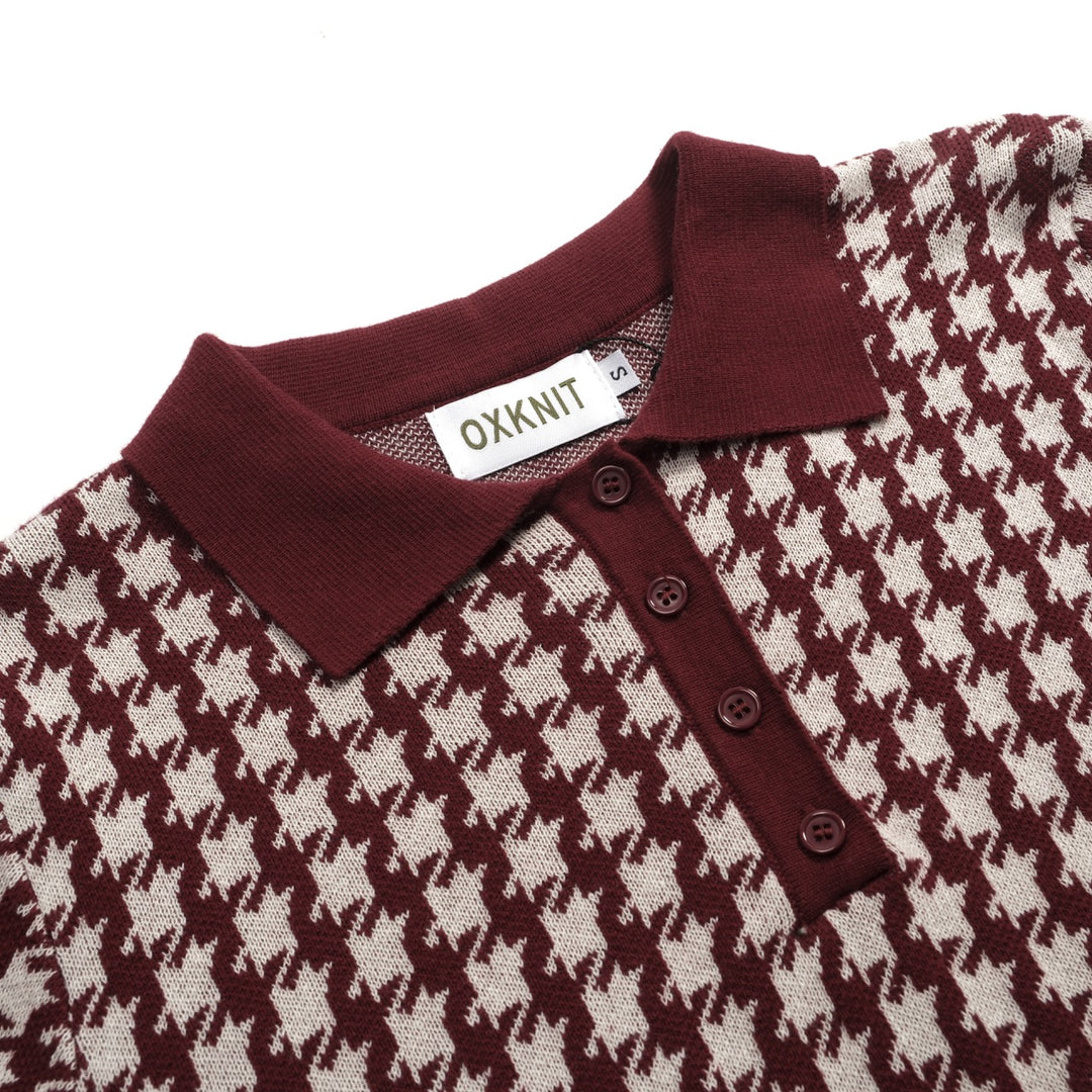 Women's Dark burgundy Classic Retro Jacquard Knit T-shirt