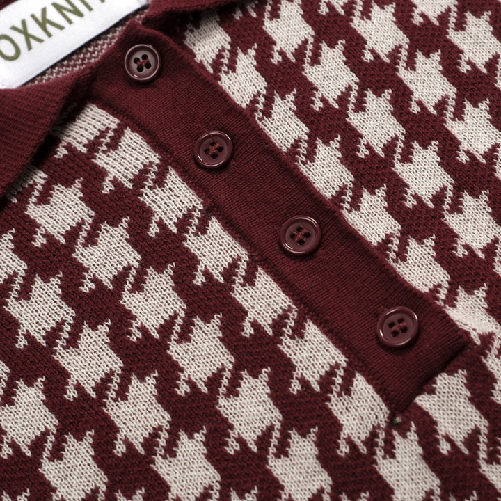 Women's Dark burgundy Classic Retro Jacquard Knit T-shirt