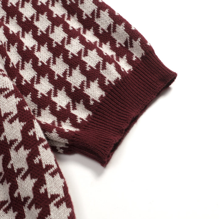 Women's Dark burgundy Classic Retro Jacquard Knit T-shirt