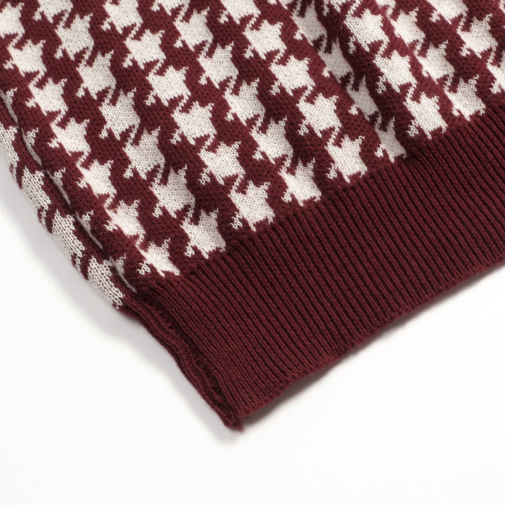 Women's Dark burgundy Classic Retro Jacquard Knit T-shirt
