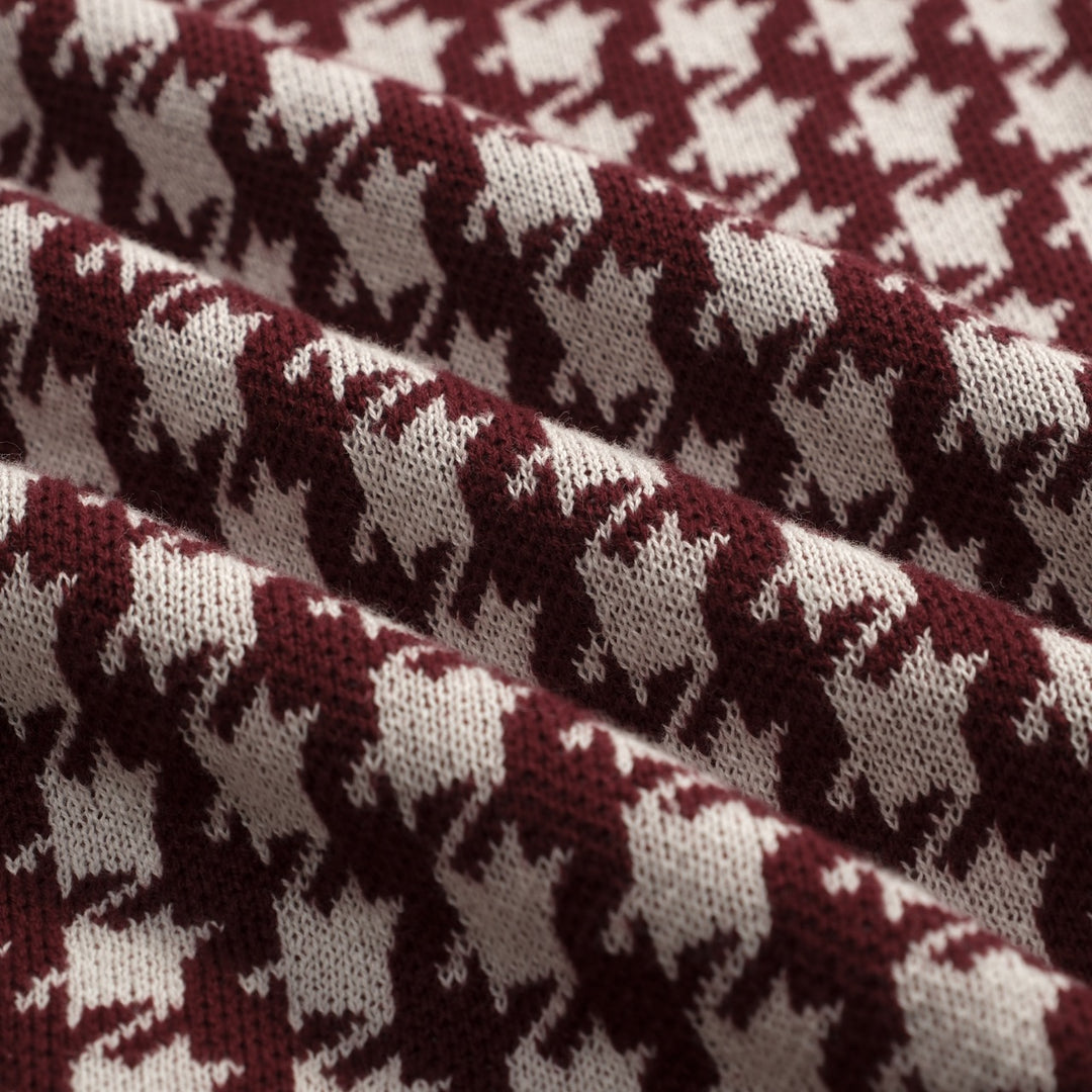Women's Dark burgundy Classic Retro Jacquard Knit T-shirt