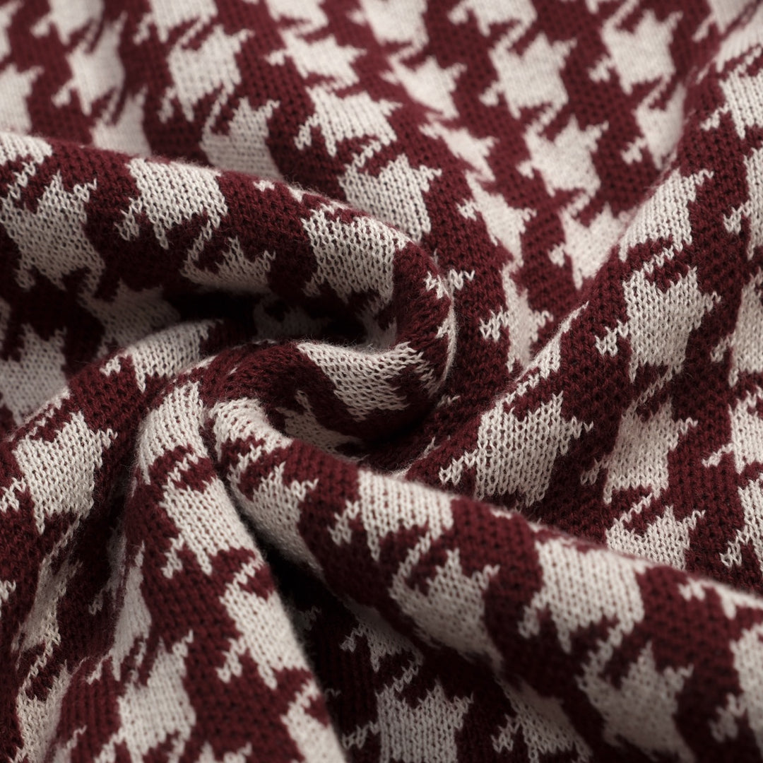 Women's Dark burgundy Classic Retro Jacquard Knit T-shirt