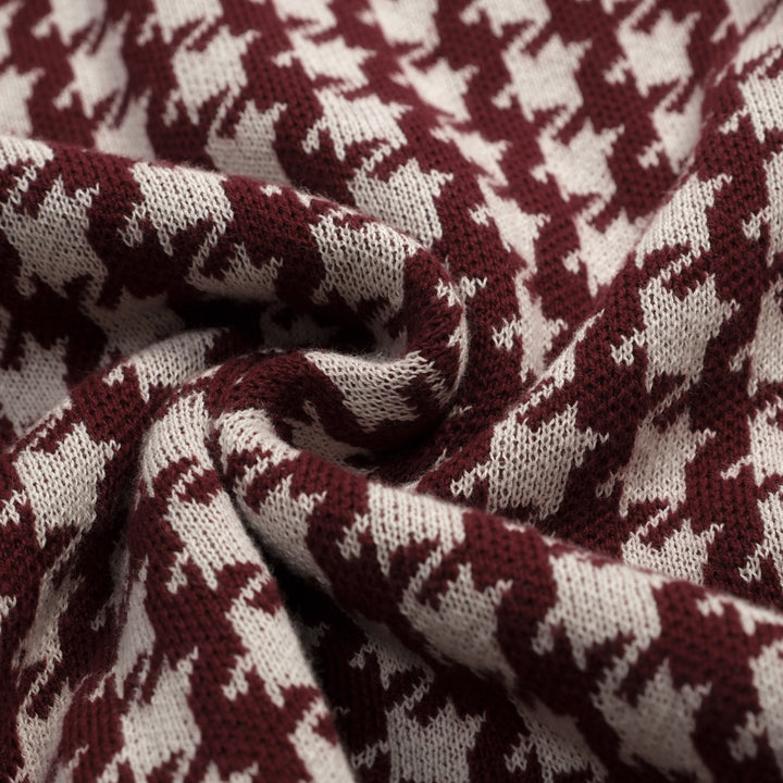 Women's Dark burgundy Classic Retro Jacquard Knit T-shirt