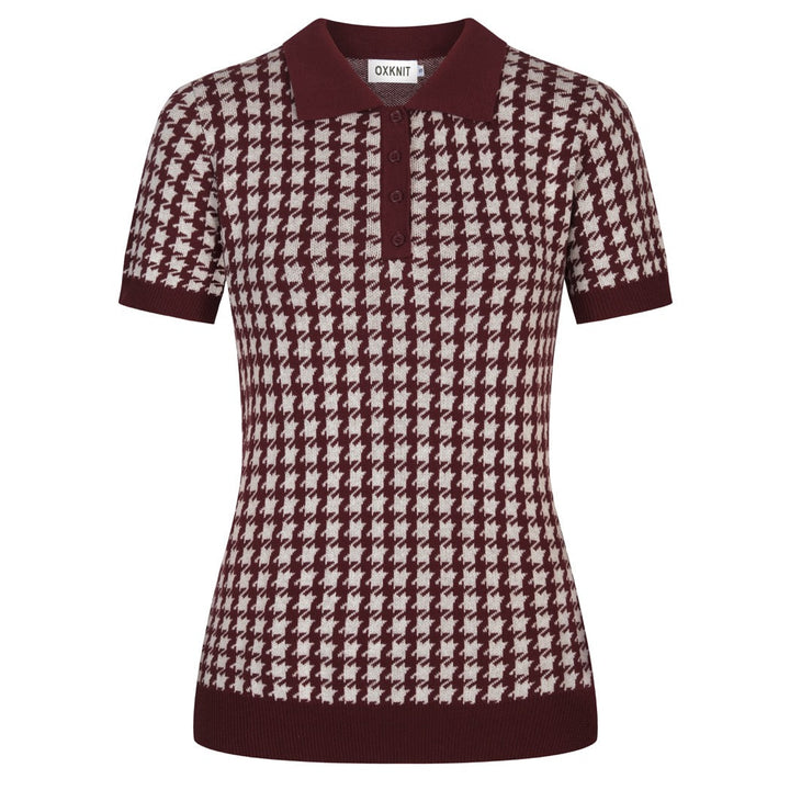 Women's Dark burgundy Classic Retro Jacquard Knit T-shirt