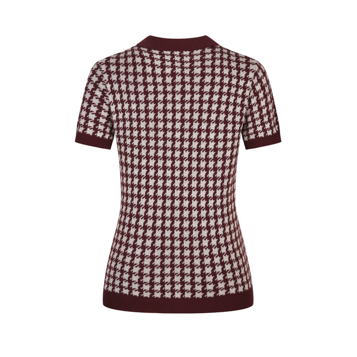 Women's Dark burgundy Classic Retro Jacquard Knit T-shirt