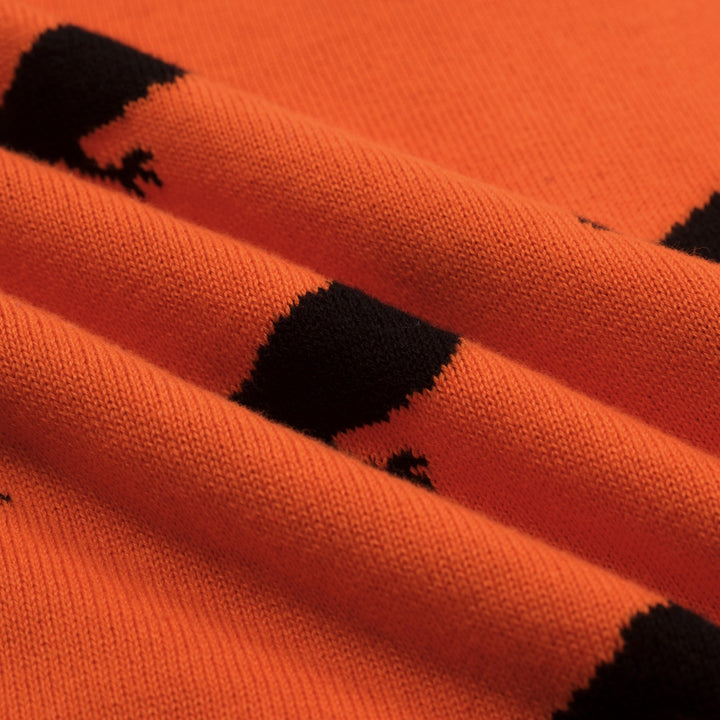 Πουκάμισο Πλεκτό Jacquard Ρετρό με Τέχνη Πορτοκαλί Πουλιού Ανδρικό