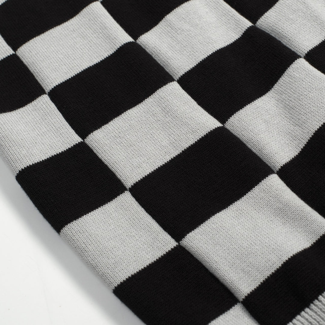 Zwart geruit vintage art jacquard gebreid herenoverhemd