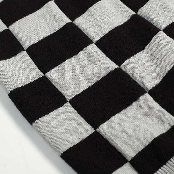 Zwart geruit vintage art jacquard gebreid herenoverhemd