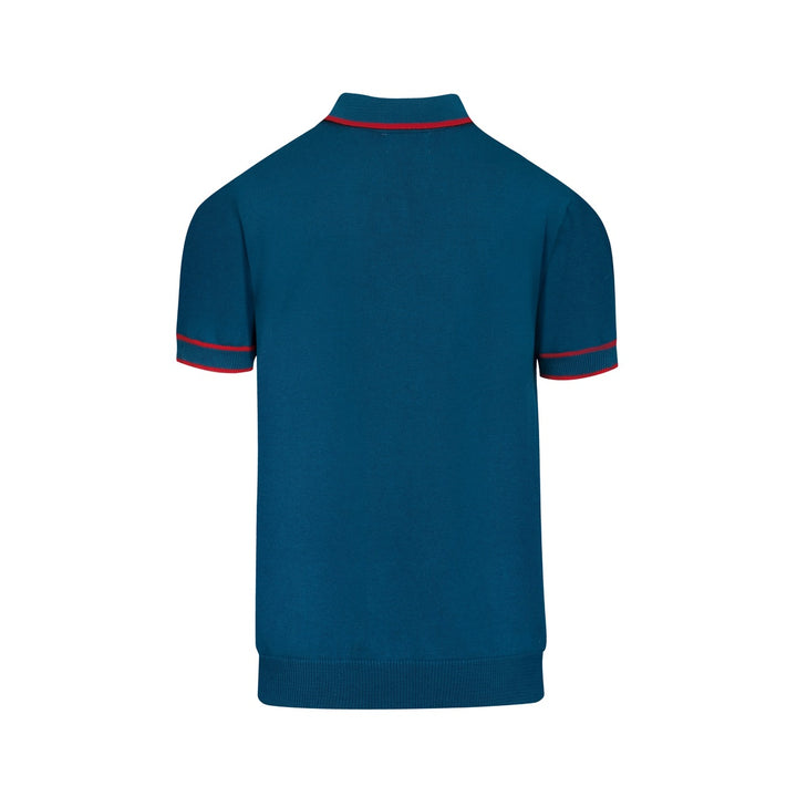 Men's Blue Rocket Planet Embroidered polo Knit Shirt