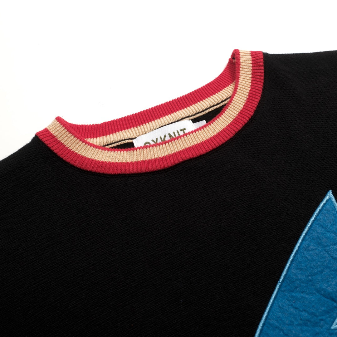 Svart klassisk lyn-brodert T-skjorte for menn