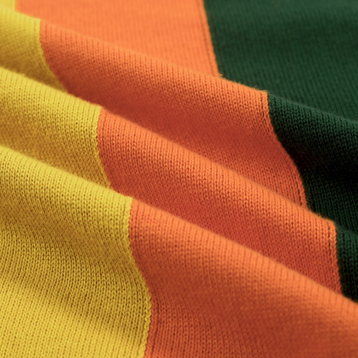Groen gestreept retro-jacquardgebreid herenoverhemd