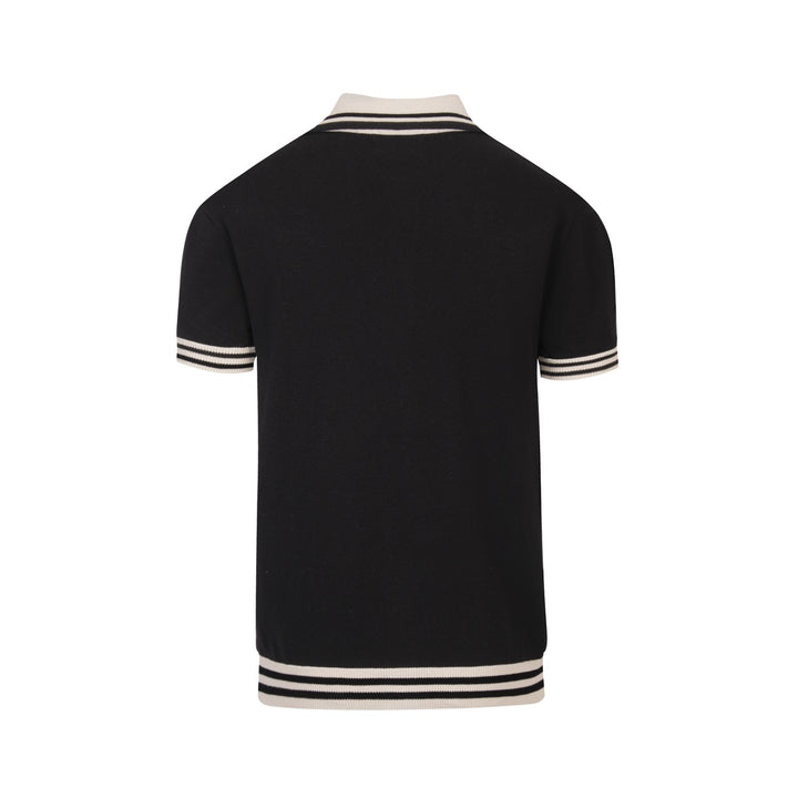 Ανδρική πλεκτή ζακέτα με μαύρη ρετρό ριγέ τέχνης