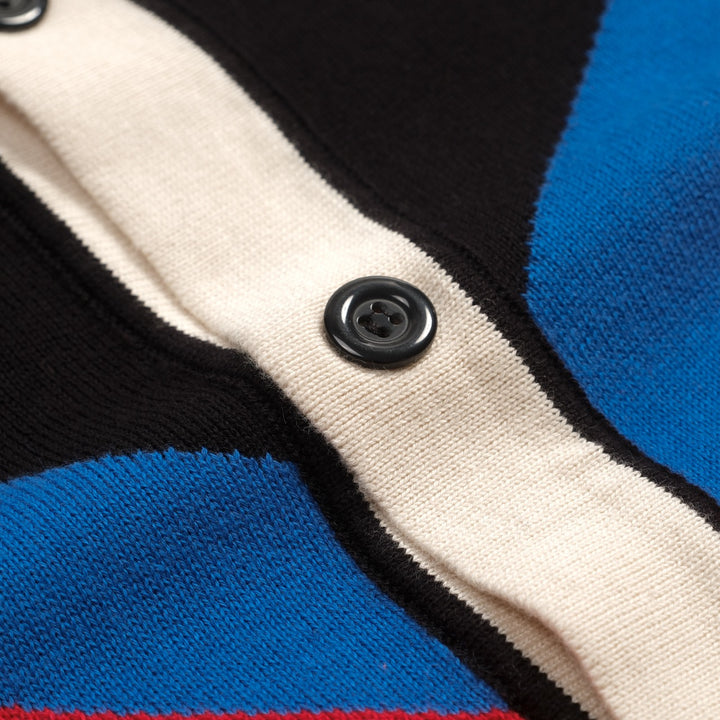 Ανδρική πλεκτή ζακέτα με μαύρη ρετρό ριγέ τέχνης