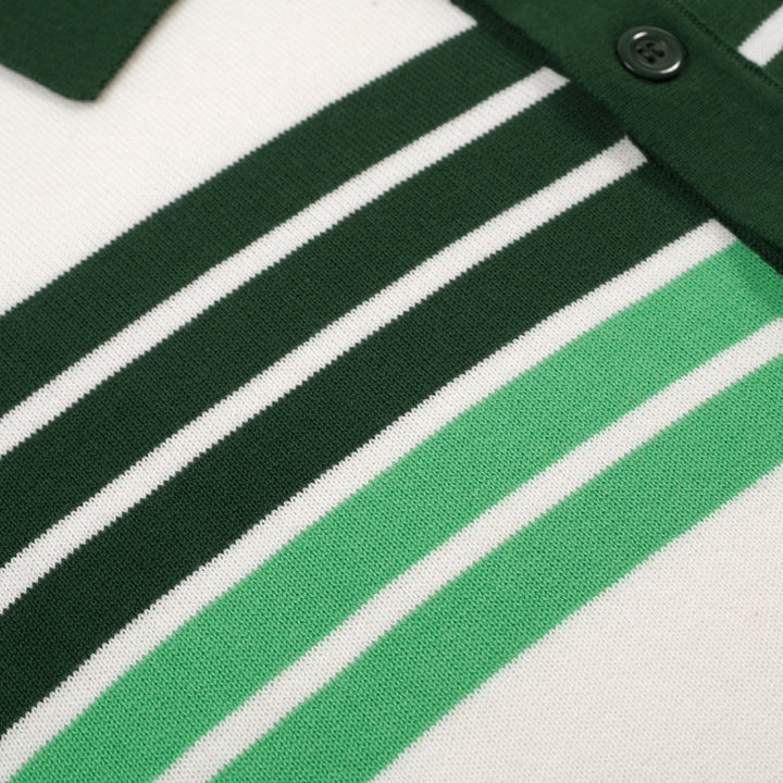 Cardigã de malha listrado verde retrô fashion masculino