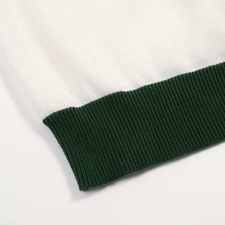 Cardigã de malha listrado verde retrô fashion masculino