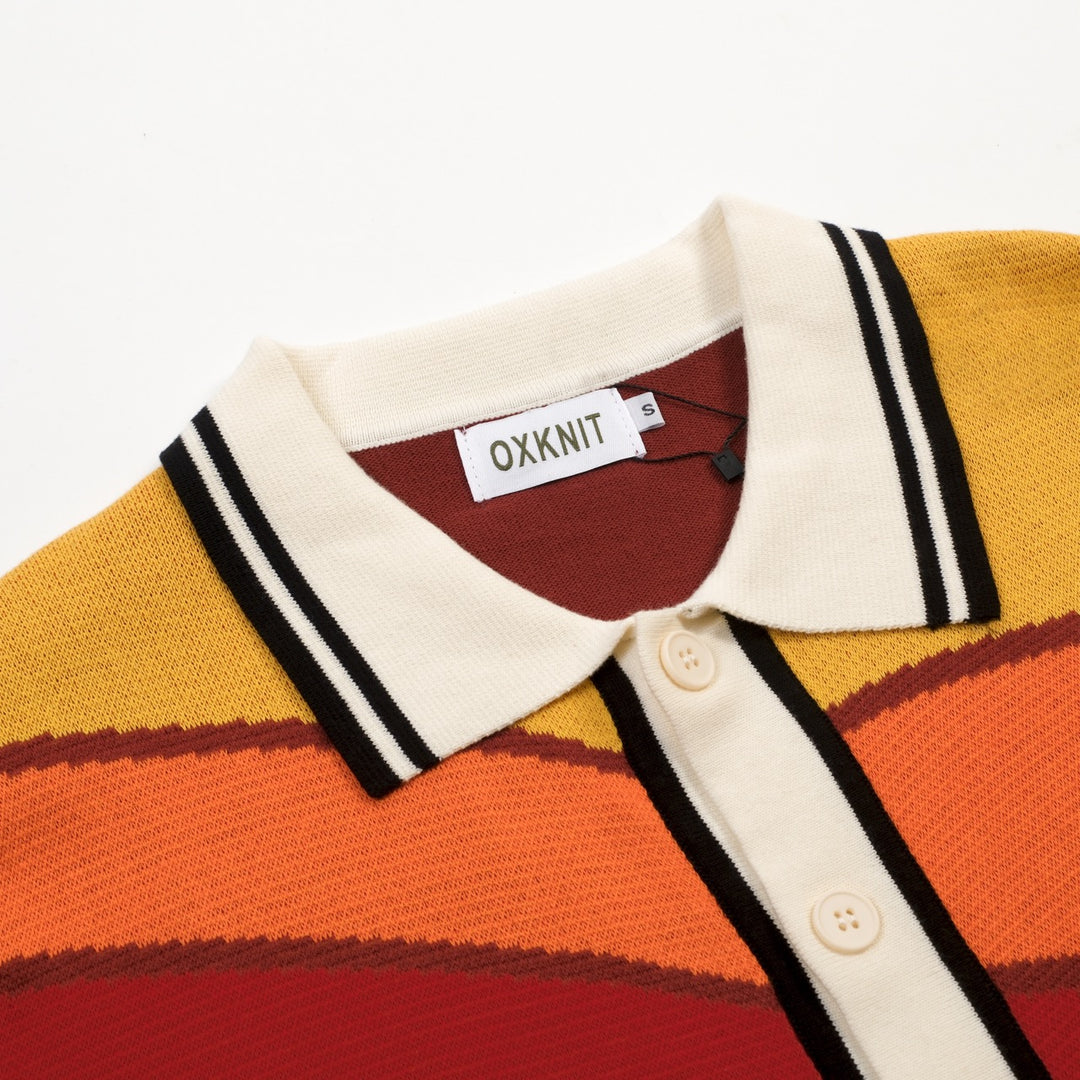 Brun retro motekunstdesign strikket cardigan for menn