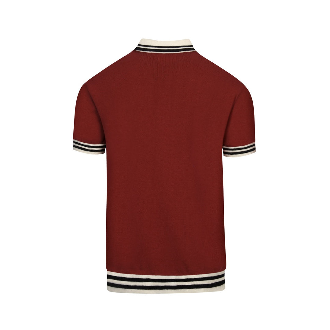 Brun retro motekunstdesign strikket cardigan for menn