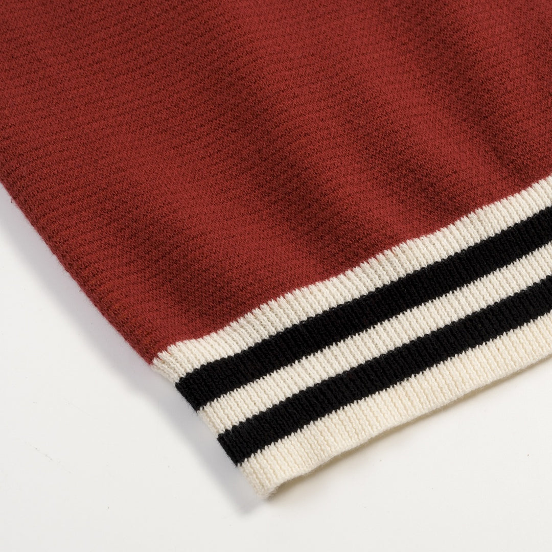 Brun retro motekunstdesign strikket cardigan for menn