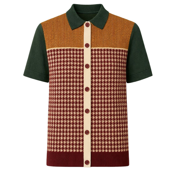 Cardigan de malha listrado de arte retrô multicolorido masculino