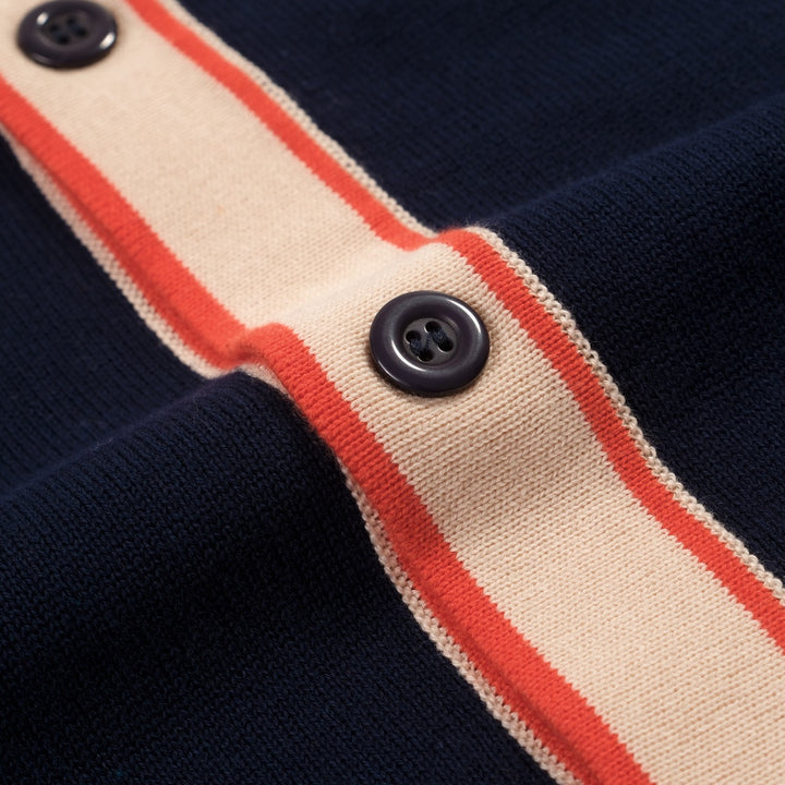 Cardigan de malha com design artístico retrô preto masculino