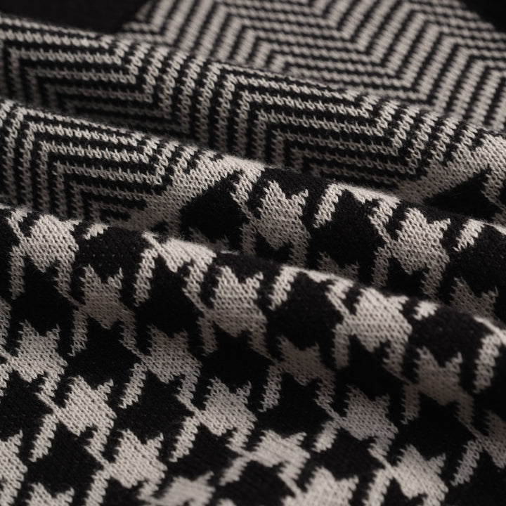 Cardigan de Malha Preto Retro Artístico com Bordado de Coração para Homem