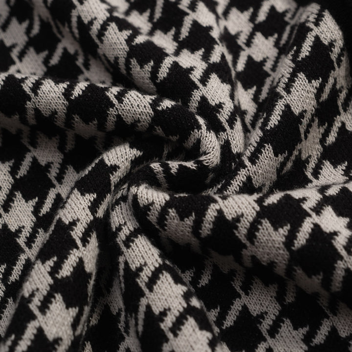 Cardigan de Malha Preto Retro Artístico com Bordado de Coração para Homem