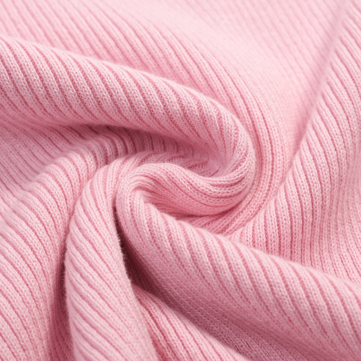 Women's Pink Retro Striped Bird Embroidered Knit T-Shirt