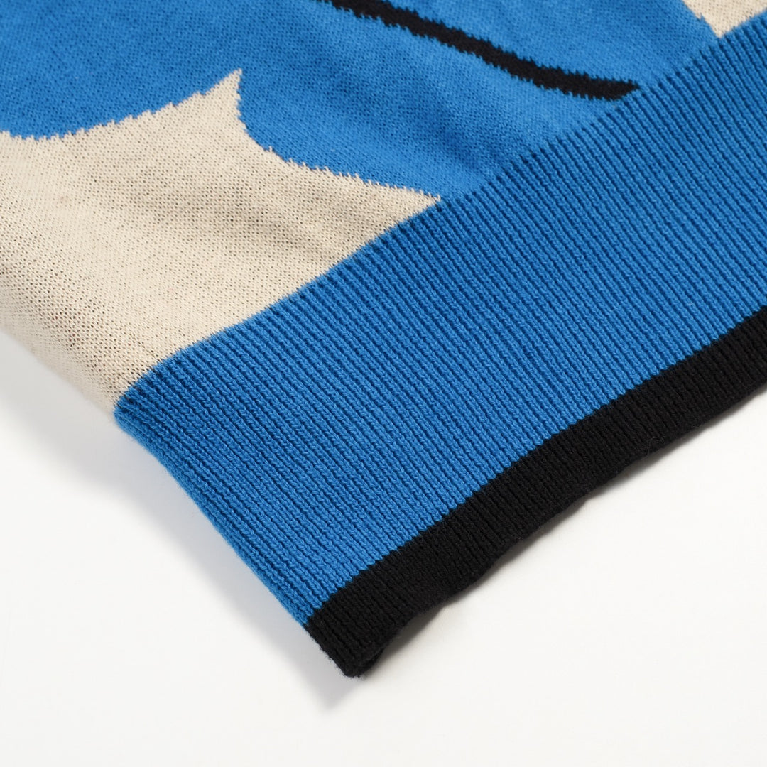 Herrarnas flerfärgade retro fågelkonst jacquardstickad pikétröja