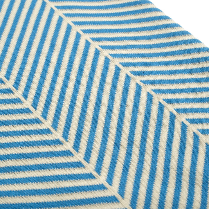 Heren Blauwe Vintage Art Jacquard Polo Gebreid Shirt