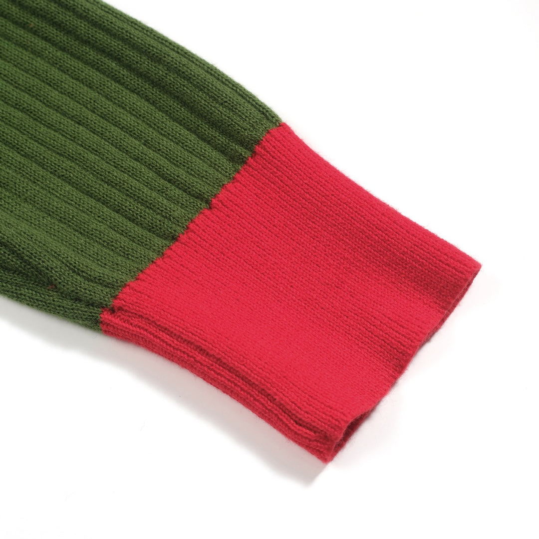 Men's green vertical pit bar vintage knitted polo shirt