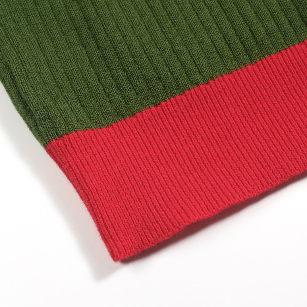 Men's green vertical pit bar vintage knitted polo shirt