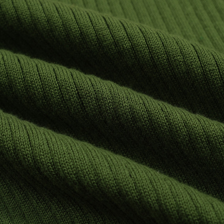 Men's green vertical pit bar vintage knitted polo shirt