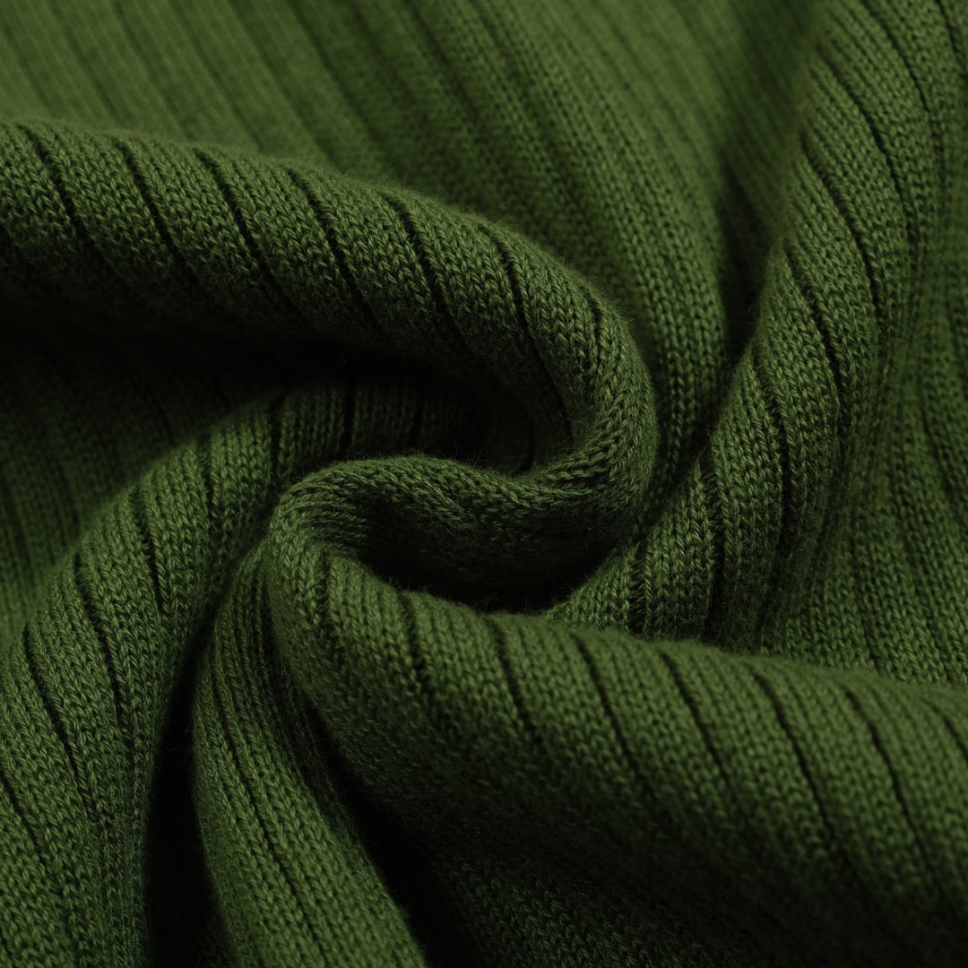 Men's green vertical pit bar vintage knitted polo shirt