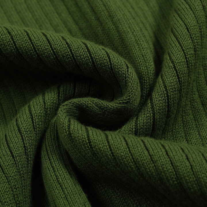 Men's green vertical pit bar vintage knitted polo shirt