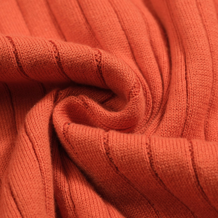 Polo de punto de rayas verticales naranja para hombre