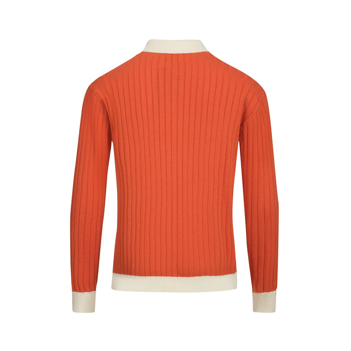 Polo de punto de rayas verticales naranja para hombre